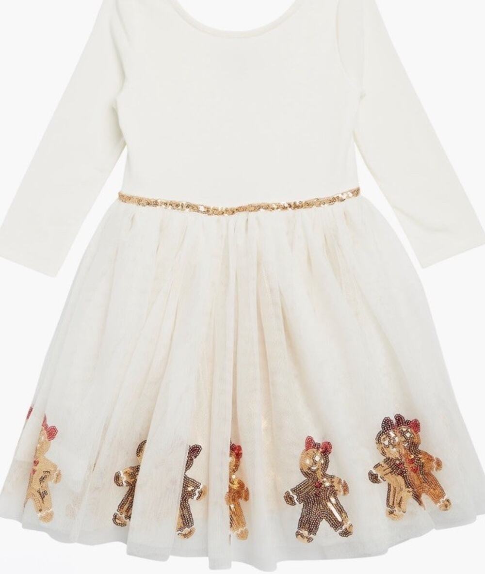 Zunie Kids' Sequin Gingerbread Cookie Party Dress Sz 6 NWT
